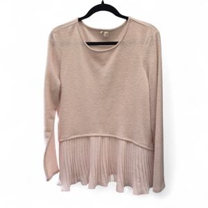 Womens Elegant Pink Pleated Hem Top